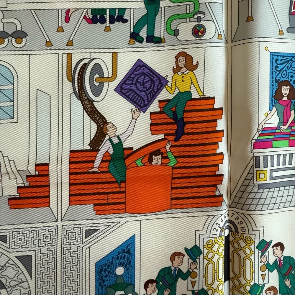 Hermès La Maison des Carrés Silk Scarf 90cm Pierre Marie Rare - Picture 7 of 12